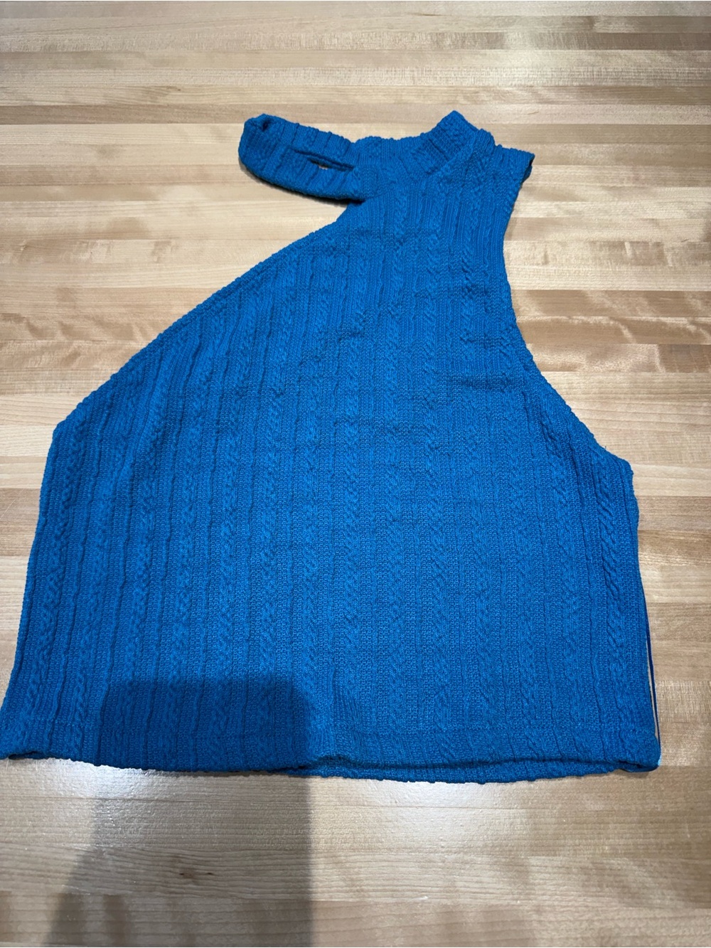 Zara Electric Blue Ribbed Knit Top
